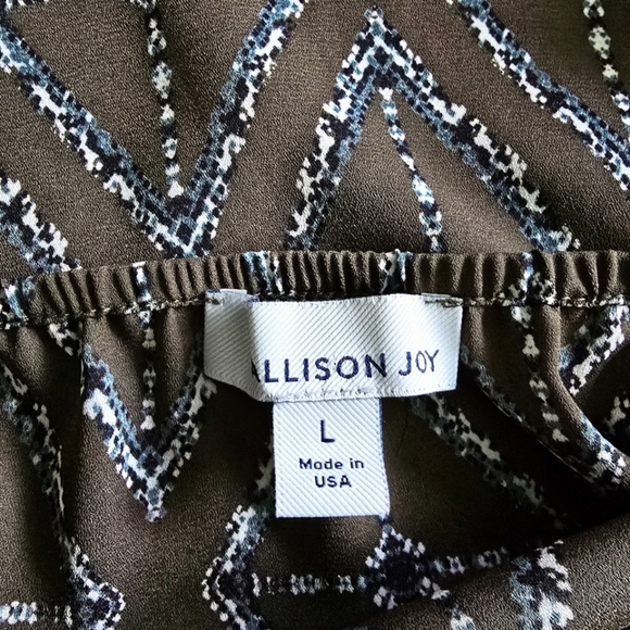 Allison Joy Evereve Green Printed Wrap Side Tie Tank Top Blouse Large - Picture 5 of 5